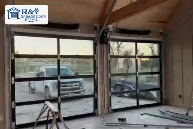 Commercial full-view garage doors installed by R&Y Garage Door Repair